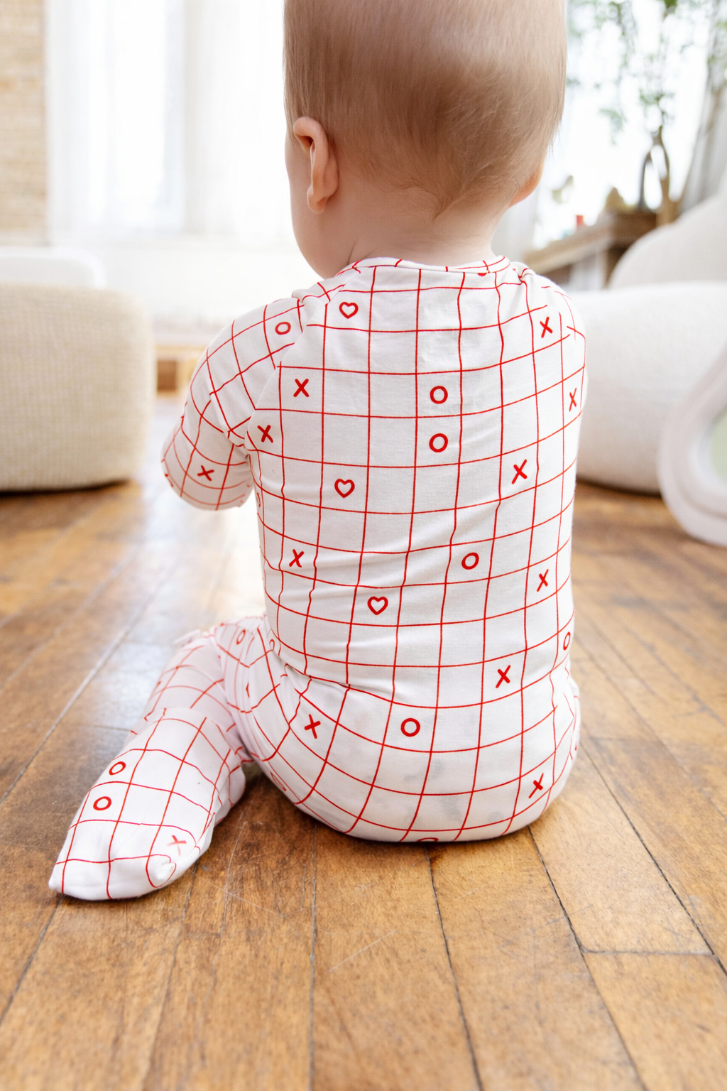 XOXO Checkerboard Zipper Onsie