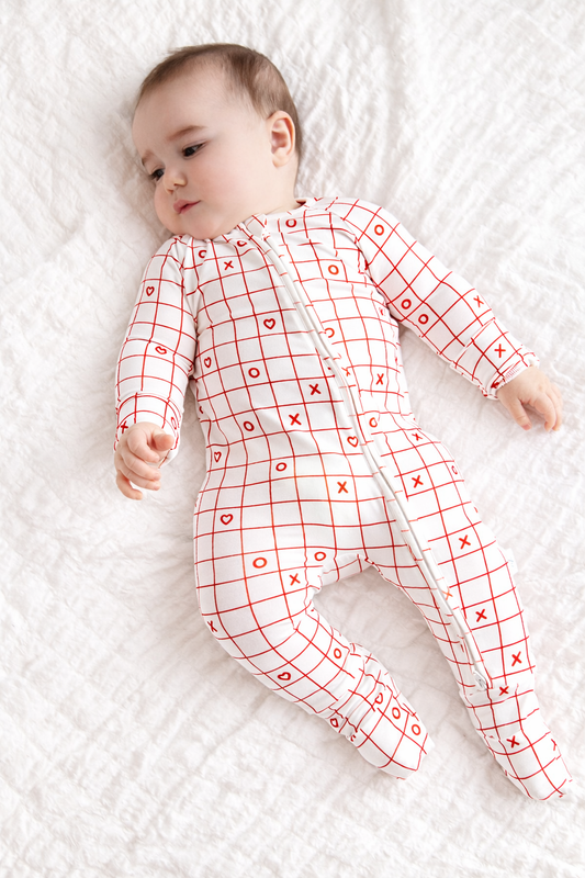 XOXO Checkerboard Zipper Onsie